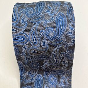 PERRY ELLIS Brown & Blue Paisley Woven Silk Tie